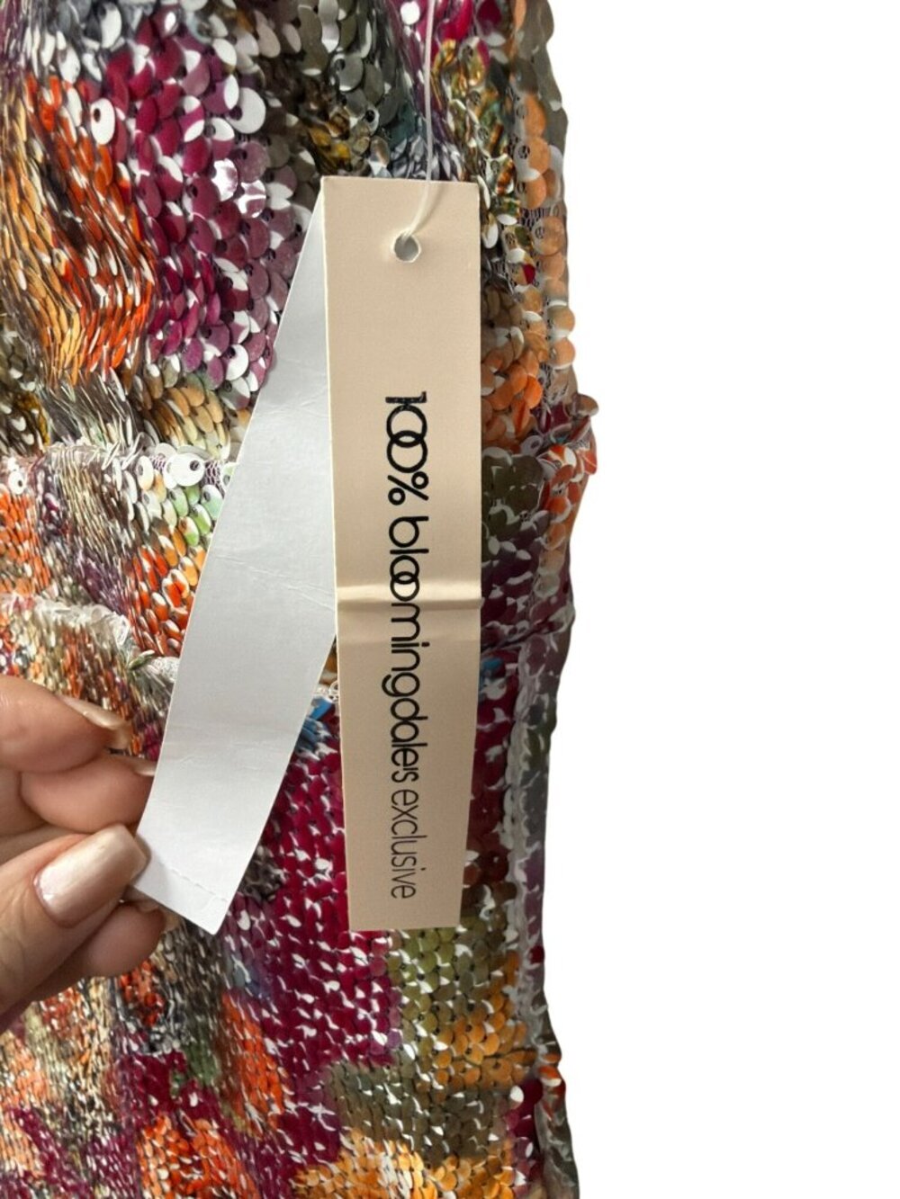 Bloomingdales Aqua Floral Sequin Mini Dress Size Medium New - Picture 8 of 9